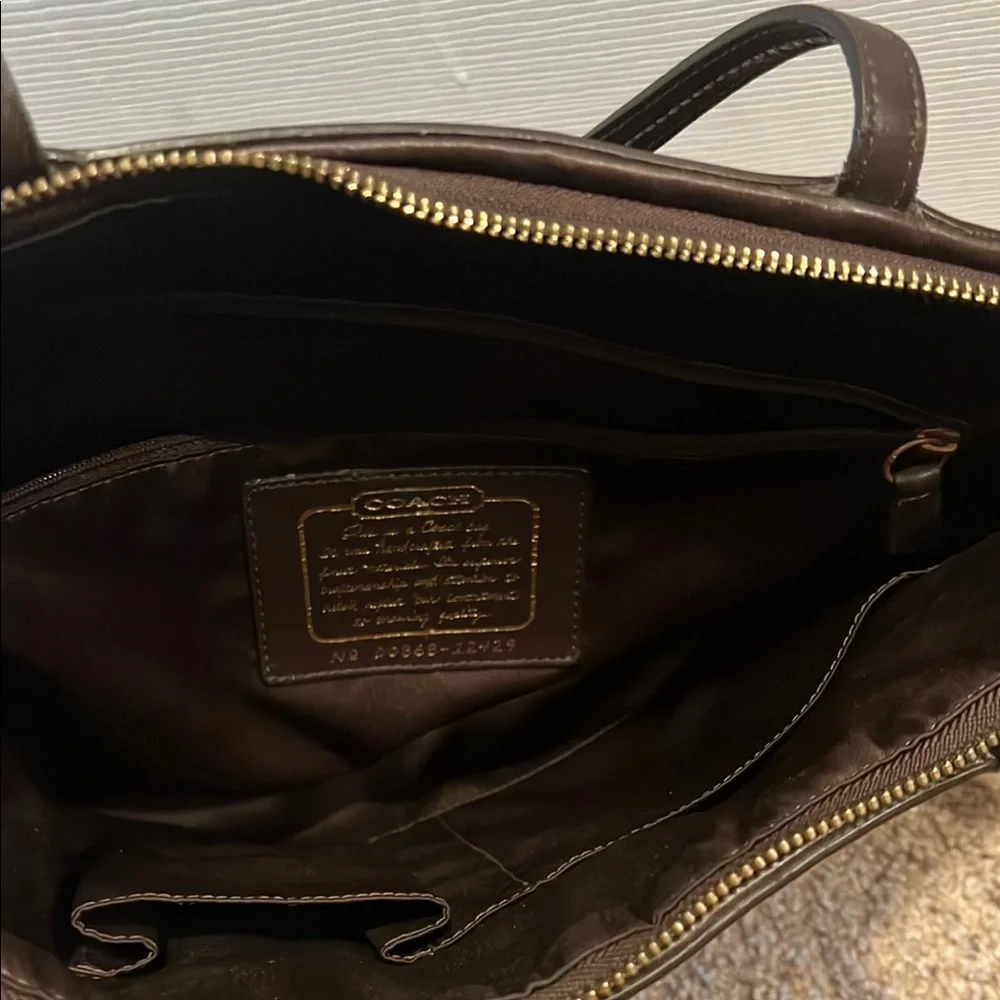 Coach Brown and Tan Signature Tote with Leather Accents - Picture 4 of 7